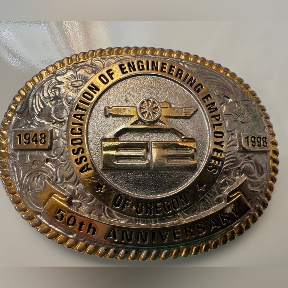50th Anniversary engineering employees Gold and Silver Commemorative Belt Buckle